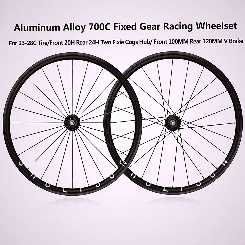 700C Fixed Gear Racing Track Bike Wheelset 20 24H Rim Brake Quick Release Hub