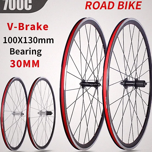 700C Road Bicycle Wheelset V Brake Sealed Bearing Quick Release Front Rear Hubs