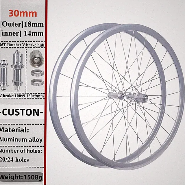 700C Road Bicycle Wheelset V/C Brake Quick Release 36T Ratchet Hub Clincher Tire