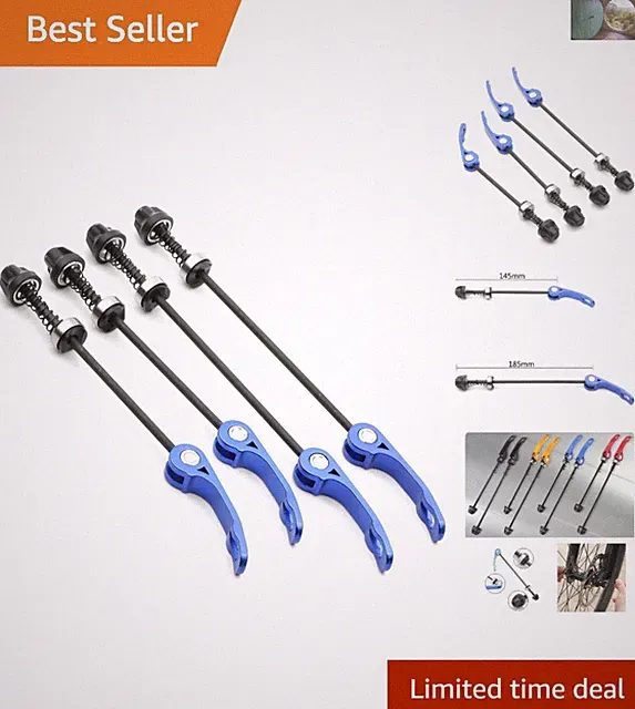 Black & Blue Quick Release Bicycle Axle - Fits Road, MTB, BMX - 2 Pairs