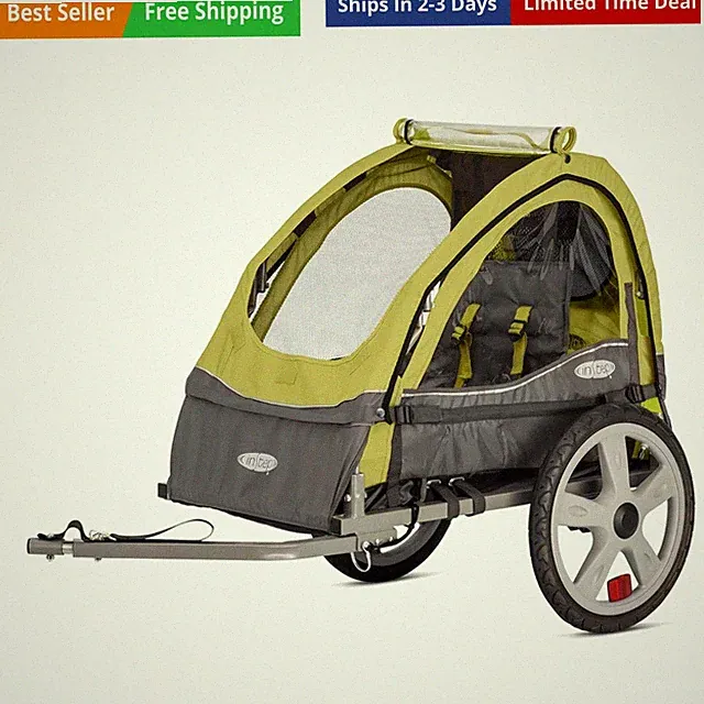 Sync Single Seat Bike Child Trailer, Max Weight 40 lbs., 5-Point Harness, Fol...
